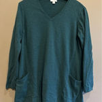 J Jill Size Medium Cotton Cashmere Blend Knit Tunic w/pockets Green V Photo 0