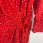 Anne Klein  Red Polka Dot‎ Faux Wrap Blouse Size 2X Stretch Retro Long Sleeve Photo 1