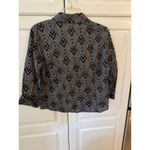 Womens Black White Zig Zag Pattern Button Down Shirt Long Sleeve Photo 3