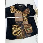 Women's Vintage Black Corduroy Patchwork Tapestry Barn Jacket Chore Coat XL Photo 2