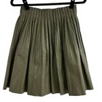 Anthropologie  Faux Leather Olive Green Pleated Mini Skirt Women XS Indie Preppy Photo 4