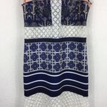 Clover Canyon Lace Inset Neoprene Marine Garden Floral Midi Dress Large Cocktail Photo 9