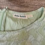 Roller Rabbit  Mint Green Mini Dress L Clermont Nori Silver‎ Tie Tassels Tiered Photo 4