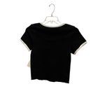 Eye Candy  Black Ribbed Cropped T Shirt Top Cream Trim Size 1X 2X Photo 5