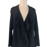 Christopher & Banks Ruffle Front Black Blazer Long Sleeve Women's Size 1X Plus Photo 0