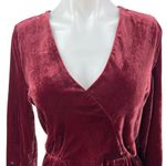 J.Crew Women's Red Velvet Velour V-Neck Long Sleeve Peplum Wrap Blouse Top 6 Photo 2