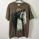 The Mountain Vintage Y2K Horse Tee Medium Leather Tag Western Native American Photo 1