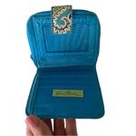 Vera Bradley Aqua Blue White Light Green Paisley Design Wallet Cardholder Zipper Photo 3