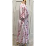 Sandra Darren  Striped Tea Length Dress MIDI Pink & White Dainty Baby Shower Photo 2