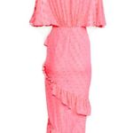 NWT SALONI Rose in Watermelon Pink Jacquard Polka Dot Silk Blend Ruffle Dress 0 Photo 1