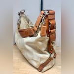 Coach  Carly Cream Signature Canvas Tan Leather Hobo Turn Lock Y2K Shoulder Bag Photo 5