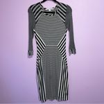 Diane Von Furstenberg DVF Haven Midi Dress Women S Wool Sheer Bodycon Office Geometric Stripe Career Photo 2