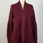 Anthropologie Knitted & Knotted Maroon Knit Balloon Sleeve Cardigan Photo 2