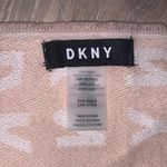 DKNY Beige White Women's Fringe Scarf Winter Logo Acrylic Photo 5
