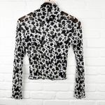Altar'd State  Sheer Black and White cow print mesh top mock neck Size S layer Photo 1