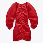 ZARA NWT Valentine’s Day Red Draped Detail Dress Photo 6
