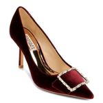 Badgley Mischka Cher Crystal Embellished Velvet Burgundy Pumps | Size 8.5 Photo 0