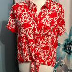 Pink Rose NWOT tropical tie front top Photo 0