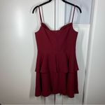 Black Halo Belen Tiered Ruffle Spaghetti Strap Mini Dress in Mulberry size 10 Photo 5