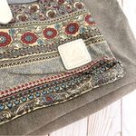 NWOT Canvas Artisan Floral Boho Convertible Crossbody Backpack Tote Bag Gray Photo 3