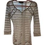 Almost Famous NEW  Womens Top Blouse Beige Long Sleeve Knit V‎ Neck Casual Photo 0