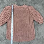 J.Crew  Linen Knit Top Puff Sleeve Ribbed Crewneck Sweater Salmon‎ Pink L Photo 2