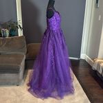 Women’s Purple Full Length Prom Party Quinceanera Dress Lace Appliqué Size 14 Photo 2