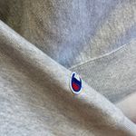 Champion  Cropped Sweatshirt Gray Pinstripe Mock Neck S Athletic Photo 4