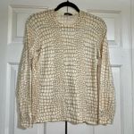 J. McLaughlin Lenny Crocidilla Crocodile Animal Print Sweater Size Small Cream Photo 2