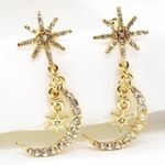 Star Moon Earrings Gold Photo 0