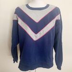 Maeve Anthropologie Navy Sporty V-Striped Sweatshirt Size M Photo 0