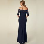 Azazie Jette dark navy off the shoulder Mermaid mother of the bride dress Photo 1