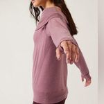 Athleta  Studio Barre Sweatshirt Long Sleeve Top Purple Off The Shoulder Small Photo 0