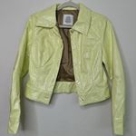 Urban Outfitters Xander Cropped Pale Neon Yellow Vegan Leather Jacket Photo 7