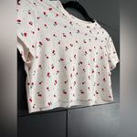 YUMMY SOFT Cherries Ribbed Short Sleeve Crewneck Crop Top Shirt Women’s M EUC White Size M Photo 1