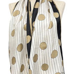 1960s Vera Neumann Polka Dot Silk Scarf Black Cream Gold Mod Long Scarf Vintage Photo 0