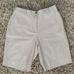 Lands' End  Size 6P 6 Petite Striped Seersucker Bermuda Shorts High Rise Tan White Photo 0