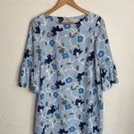 Beulah  LONDON Blue Floral 100% Silk Mid Sleeve‎ Dress ( 10 ) Photo 0