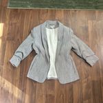 H&M  shawl collar gray open front scrunched quarter sleeve tweed blazer jacket 10 Photo 7