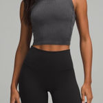 Lululemon $58 Softstreme Ribbed Cropped Tank Top Black Grey 6 S XS Photo 0