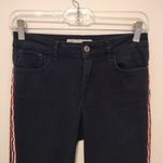 ZARA  Women's Skinny Jeans - Navy with Red and White Stripes Photo 2