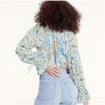 J.Crew Blue Floral Chiffon Crewneck Long Sleeve Spring Crinkle Blouse Size M Photo 10