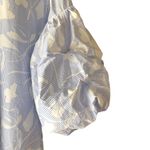 Halogen Nordstrom blue white pin strip floral puff sleeve blouse coastal Grandma Photo 9