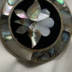 Mexico Alpaca Abalone Mother of Pearl Inlay Flower Mexican Alpaca Silver Pin Photo 5