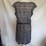 Guess  Lace Dress Womens Sz 12 Navy Lined Knee Cap Sleeve Studs Western Romantic Photo 5