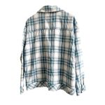 Boston Traders  Women’s Plaid Shacket Button Front Size Medium Blue White Pockets Photo 1
