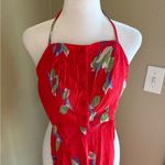 Urban Outfitters  Red Floral apron open back wide leg jumpsuit Photo 3