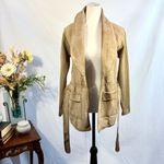 Vintage Banff Sweater Bee Tan Suede Patchwork Belted Open Jacket – Medium🧡 Photo 10
