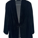 American Vintage Vintage 1990s Black Velvet Open-Front Blazer Jacket decorative frog closure M Photo 0