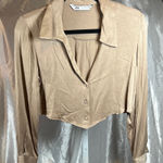 ZARA  Women's Beige Button-Down Shirt Photo 0